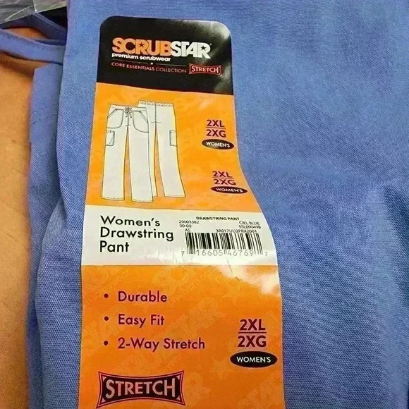 Scrubstar Core Essentials Womens Scrub Pants Drawstring Size XL, 2XL, 3XL Blue - Picture 10 of 13